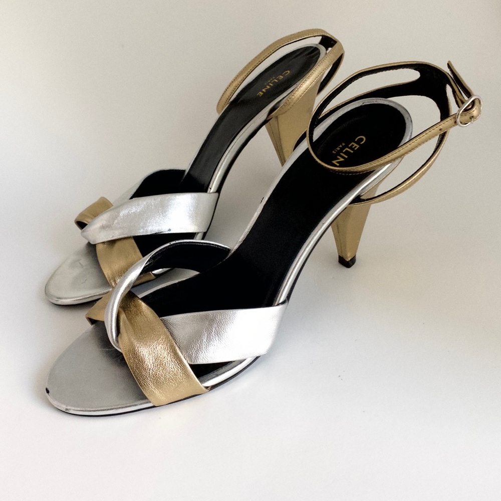 Authentic CELINE TRIANGLE Twist open-toe heels